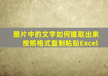 图片中的文字如何提取出来按照格式复制粘贴Excel