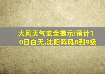大风天气安全提示!预计10日白天,沈阳阵风8到9级